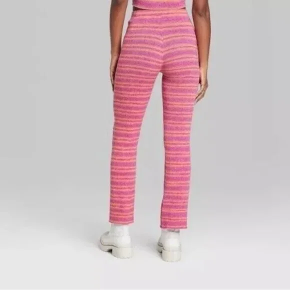 Wild Fable High-Rise Flare Sweater Knit Pants in Plum Purple Striped - Picture 3 of 7